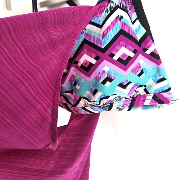 Women's UnXposed Swimsuit Top Size S Purple Multicolor Layered Sports Bra Tank - Picture 4 of 11